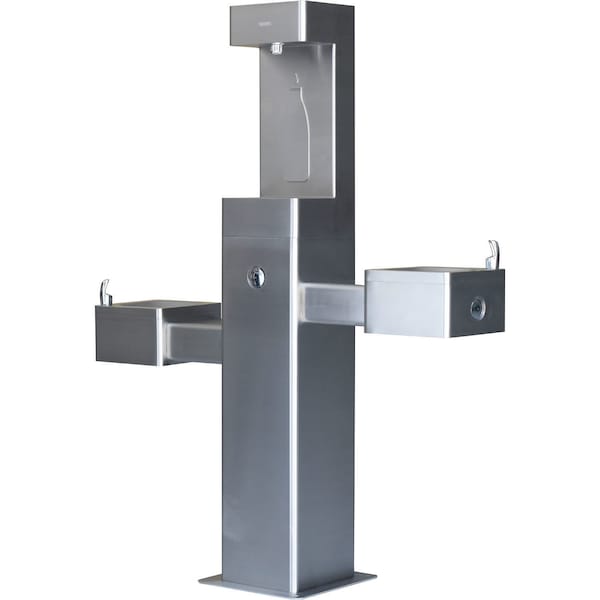 Global Industrial Outdoor Bottle Filling Station & Bi-Level Drinking Fountain, Stainless Steel 761220 - main